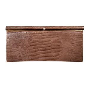 Vintage 1950s Triangle New York Brown Lizard Skin Handbag